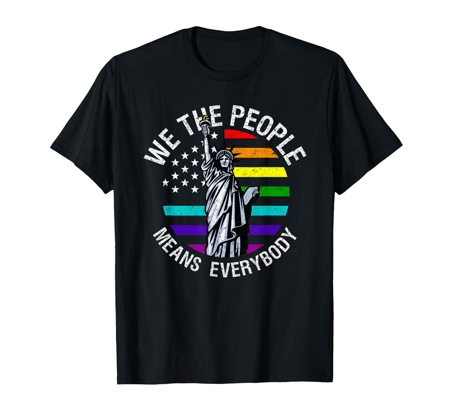 We The People Means Everyone Vintage LGBT Gay Pride Flag T-Shirt