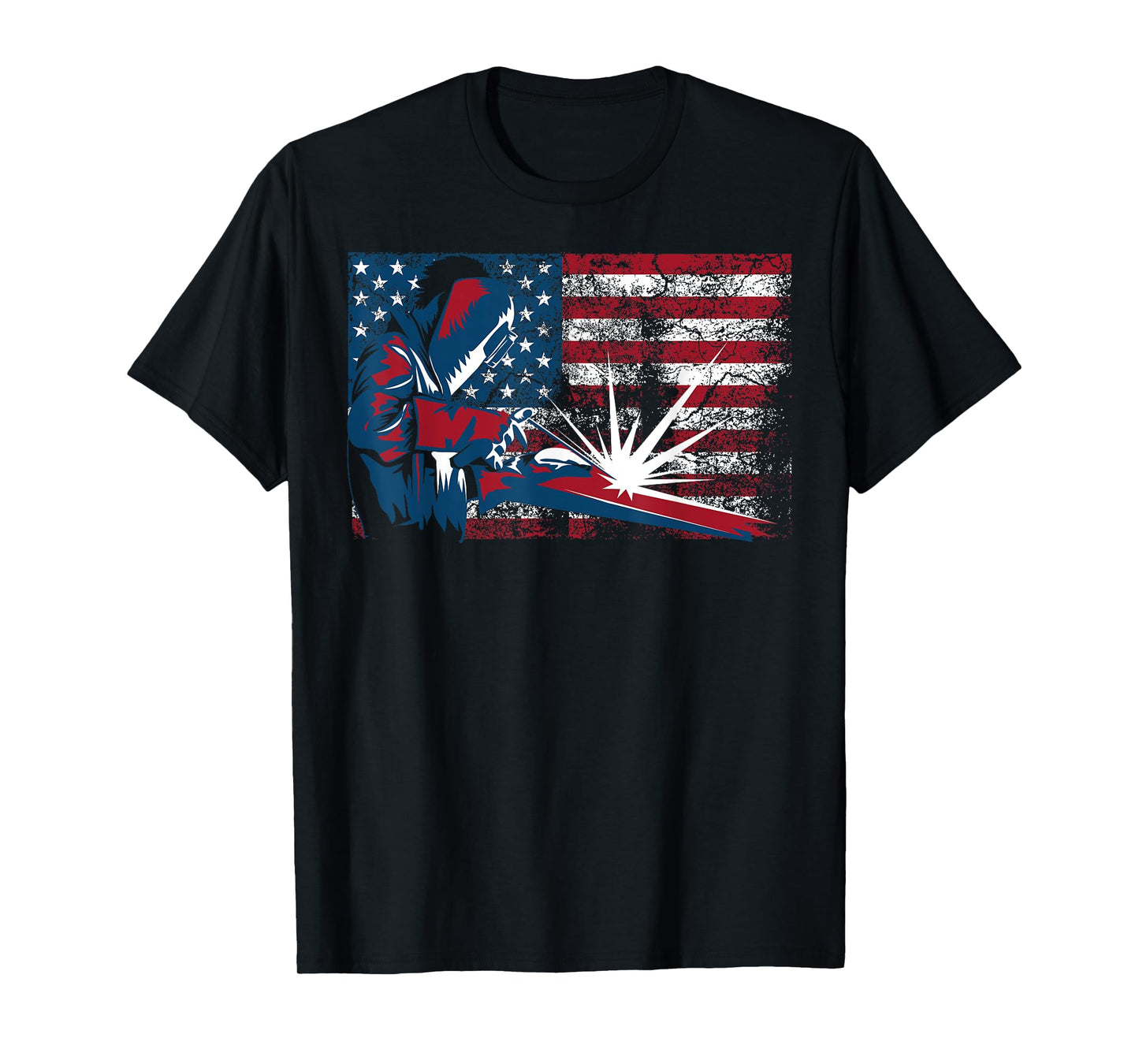 Welder American Flag | Cute Lit Operator Funny US Gift Women Girls Kids Men T-Shirt