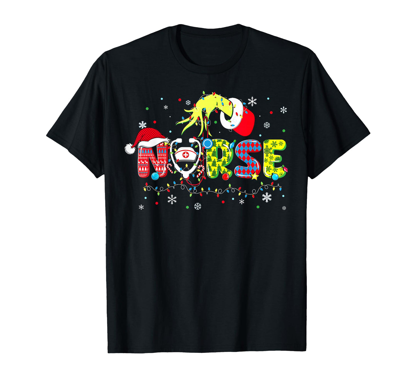 Groovy Nurse Christmas Xmas Santa RN CNA ICU Scurb Men Women T-Shirt