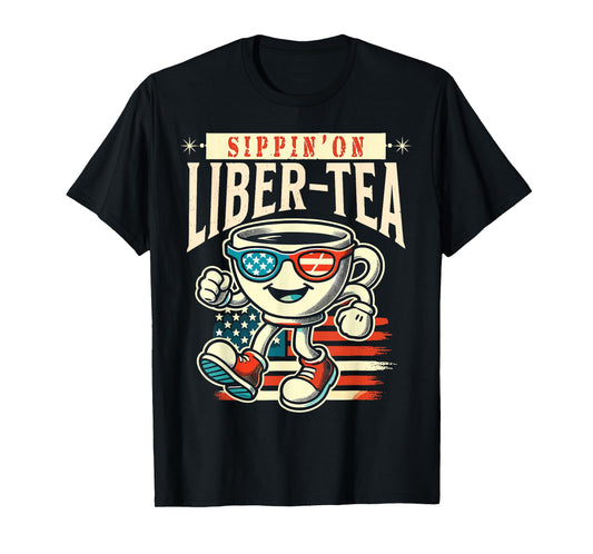 Sippin' On Liber-Tea Retro Vintage Design T-Shirt
