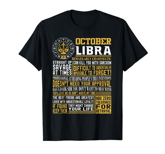 Best Born in October Libra Zodiac Sign t Shirts Men, Women T-Shirt