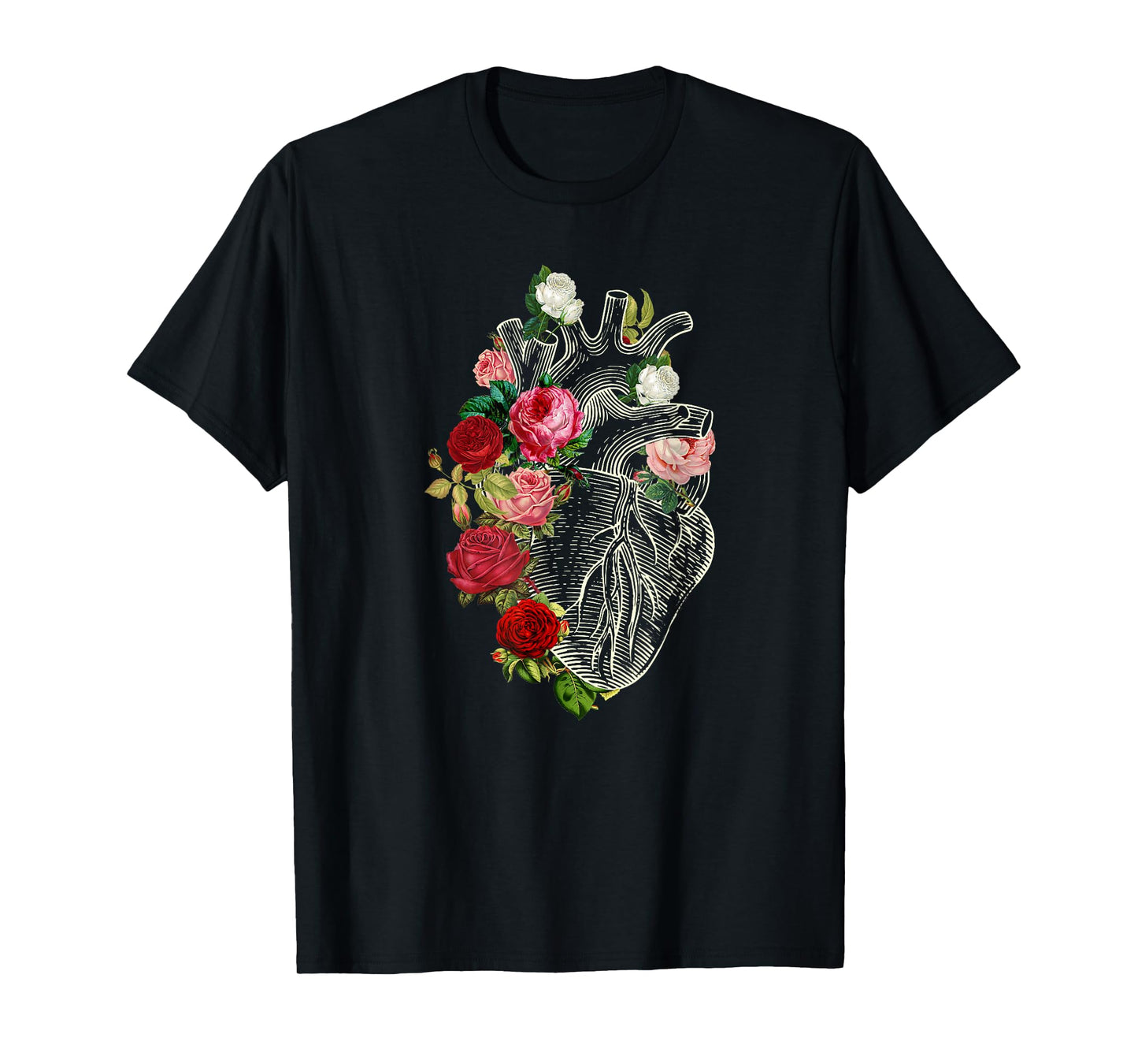 Anatomical Heart Floral Organ Cardiology Cardiac Nurse T-Shirt