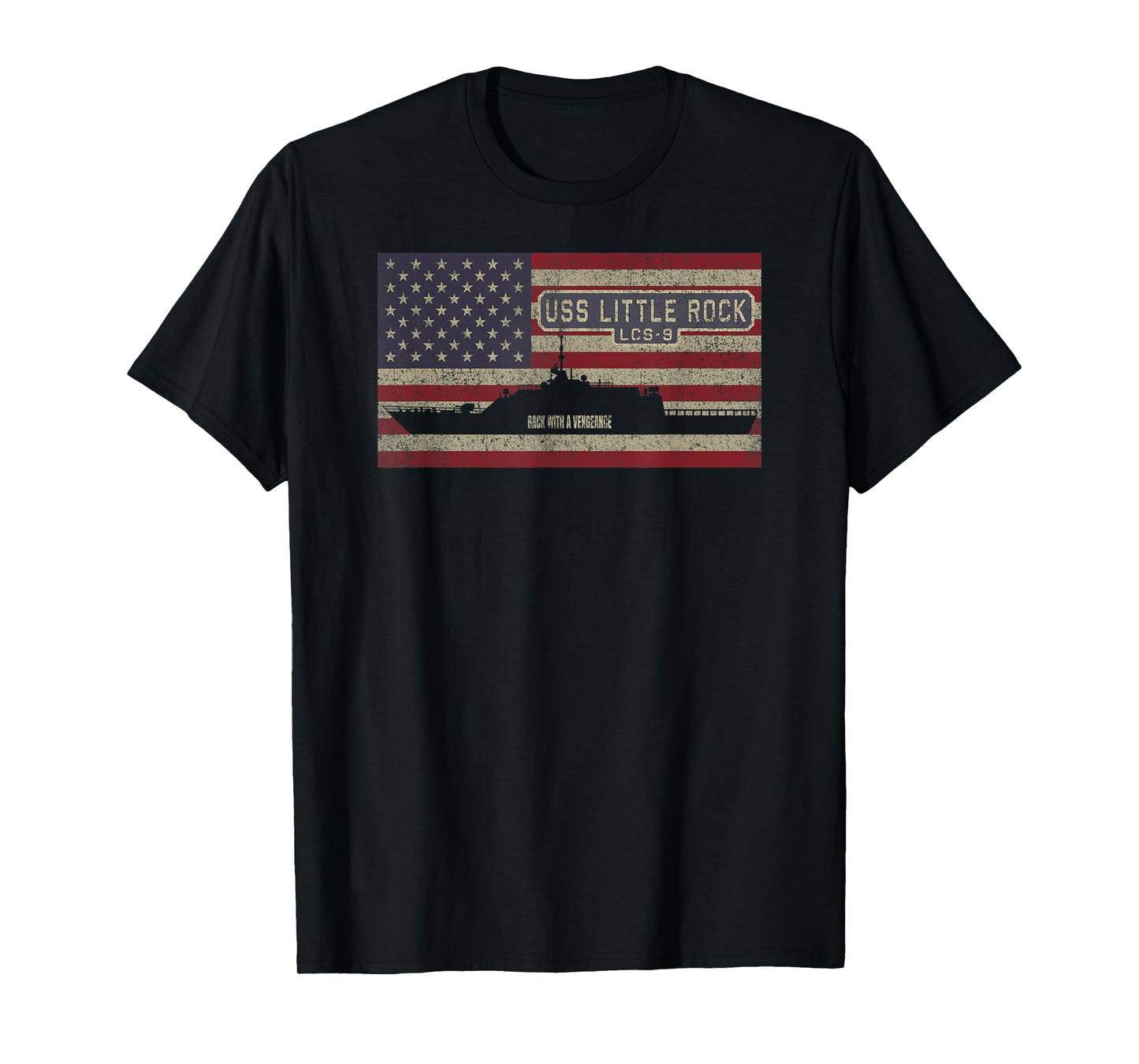 USS Little Rock LCS-9 Littoral Combat Ship USA American Flag T-Shirt for Women Kids Men