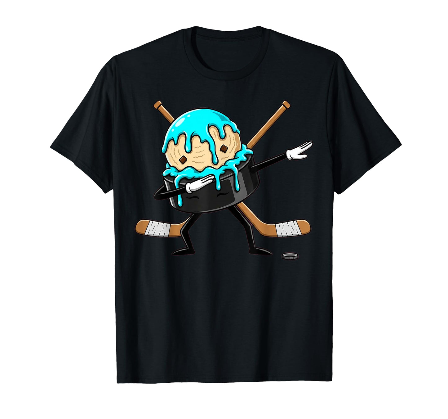 Dabbing Hockey Puck Drip Ice Cream Kids Youth Boys Girls T-Shirt