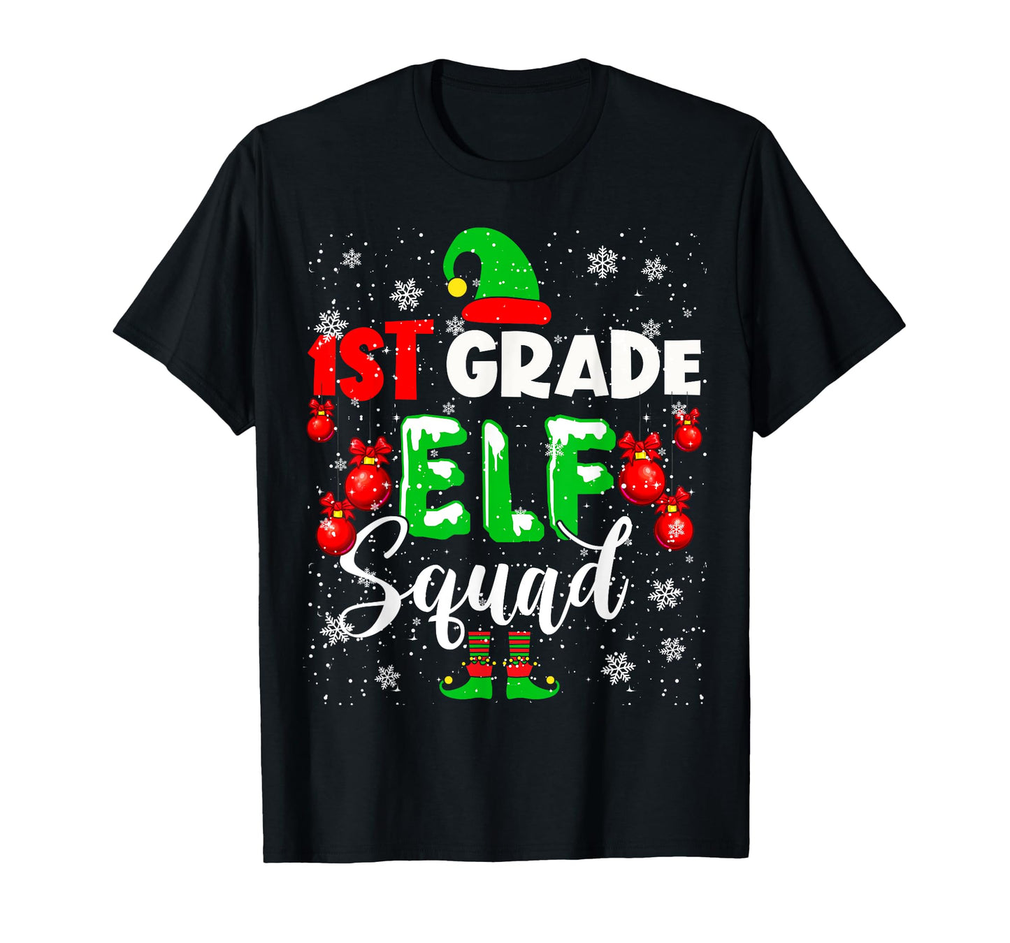 1st Grade ELF Squad Funny Christmas ELF Kids Teacher Group T-Shirt
