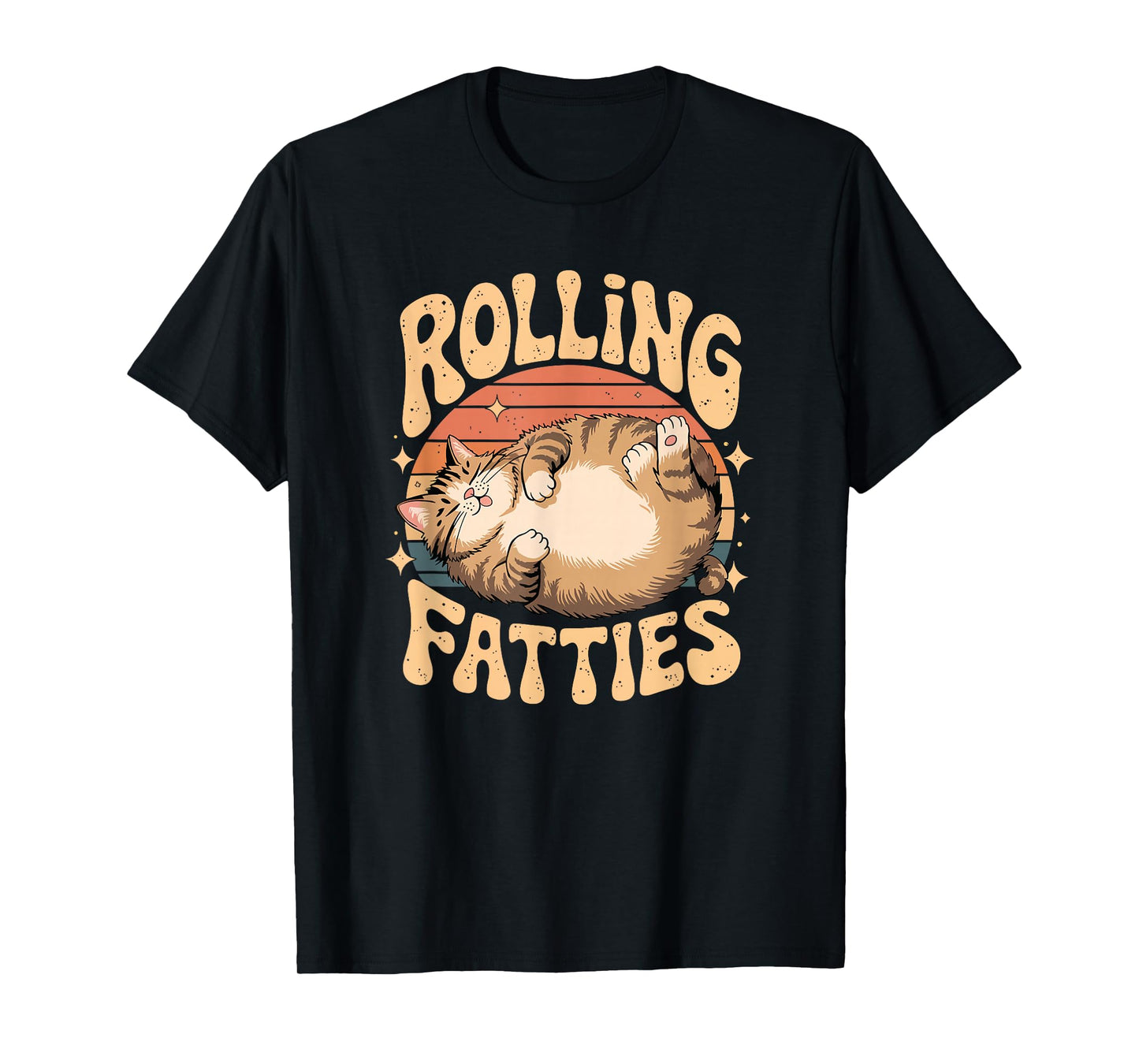 Rolling Fatties Retro Cat Humor Design T-Shirt