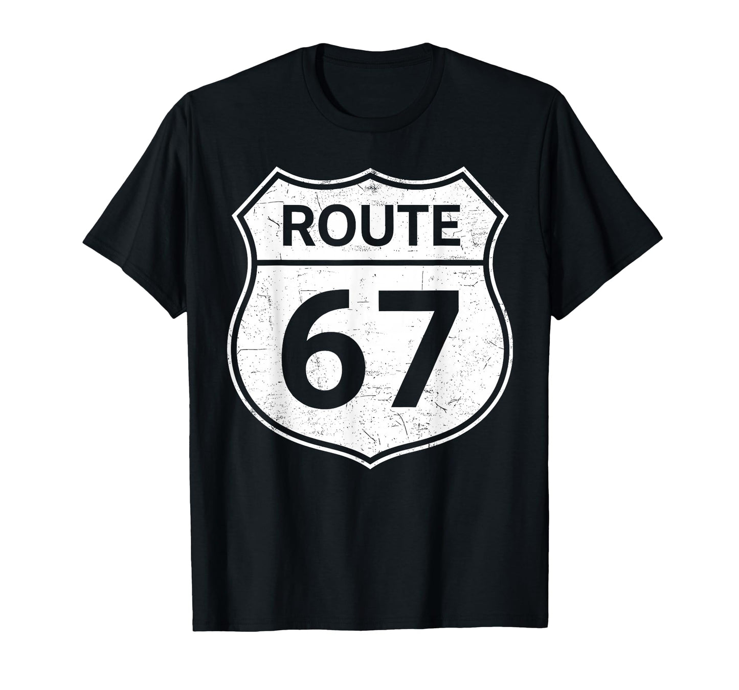 Six Seven Funny Meme Route 67 Road Sign 6 7 Men Women Kids T-Shirt