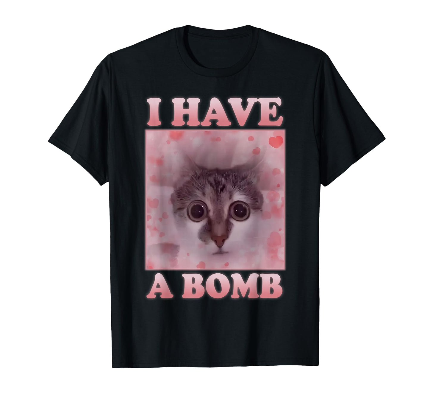 I Have A Bomb Funny Silly Cat Meme Brainrot Weird Dank Meme T-Shirt