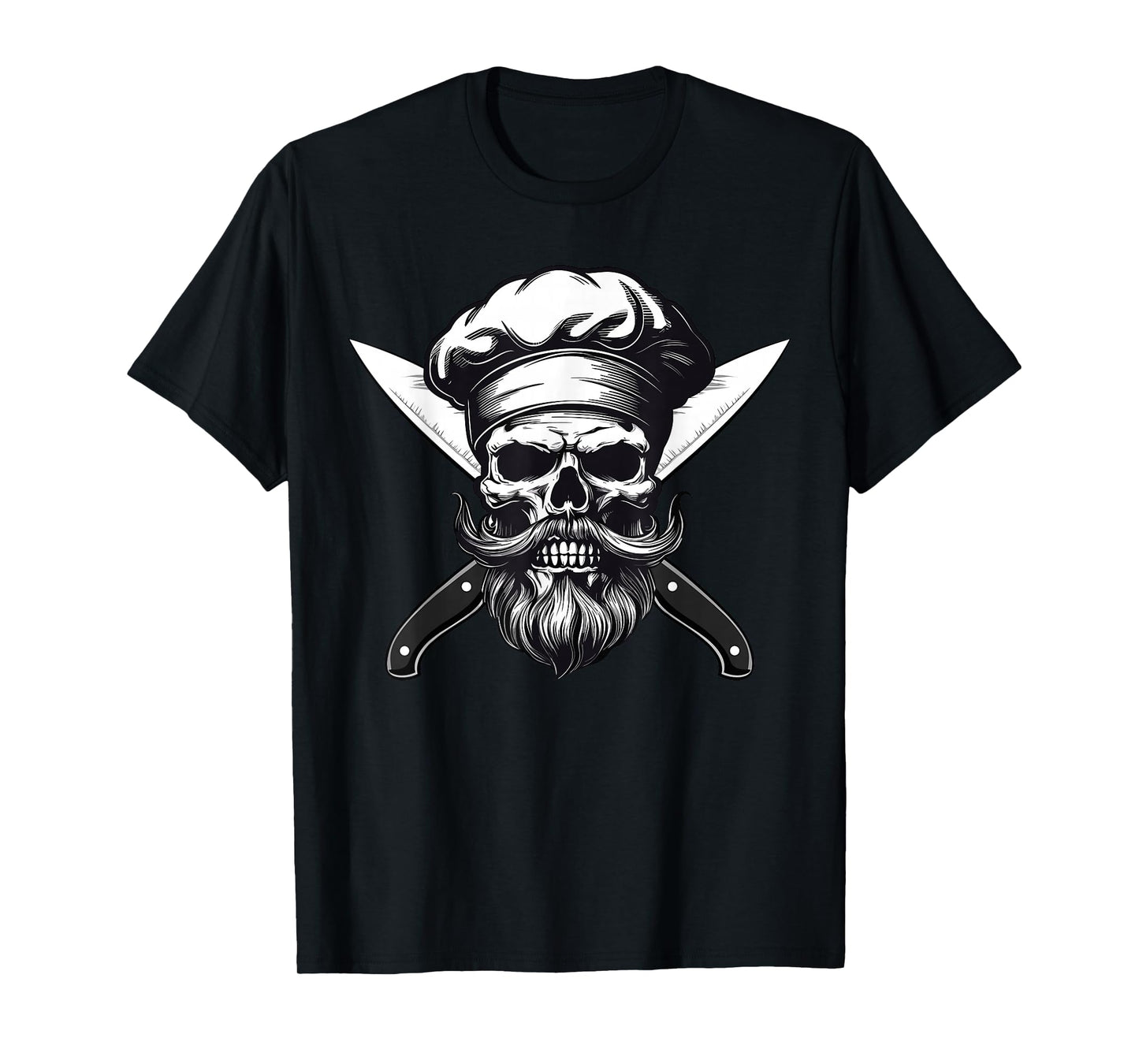 Chef Skull with Beard, Culinary Mens, Cook Skull T-Shirt