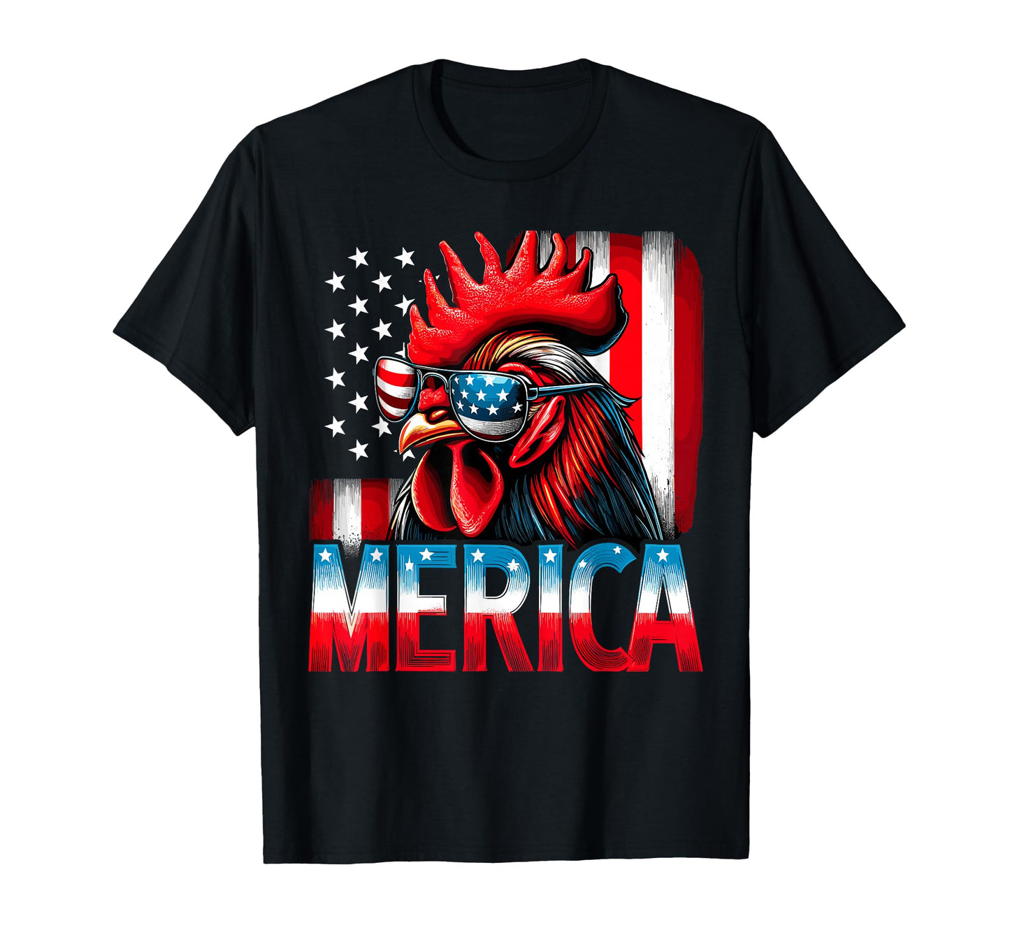 Patriotic Chicken USA Flag Merica Chicken 4th of July T-Shirt