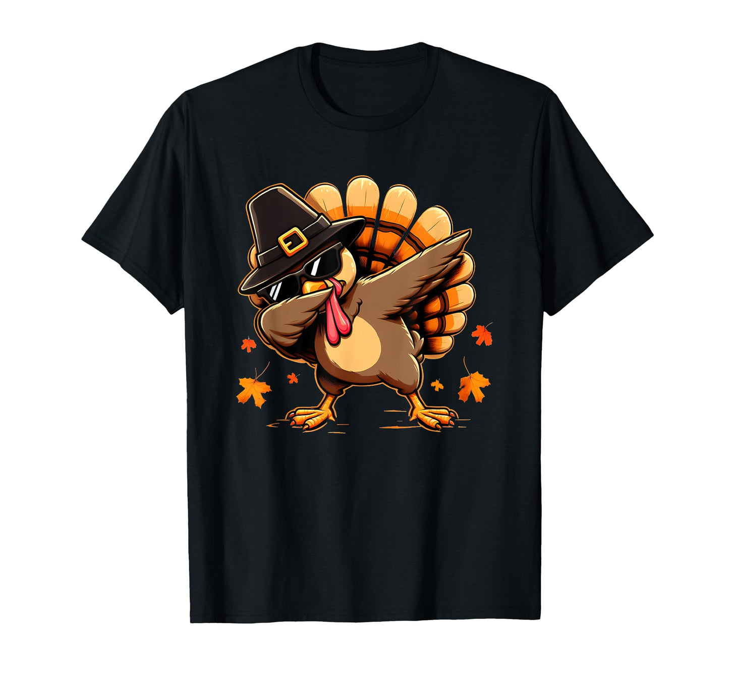 Funny Dab Dabbing Turkey Thanksgiving Day Pilgrim Boys Girls T-Shirt