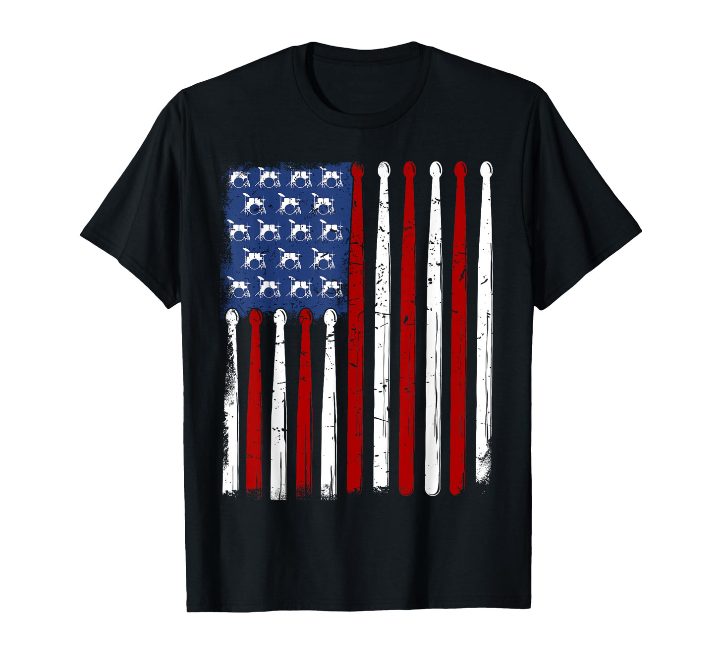 American Flag Drumsticks Vintage Drummer T-Shirt