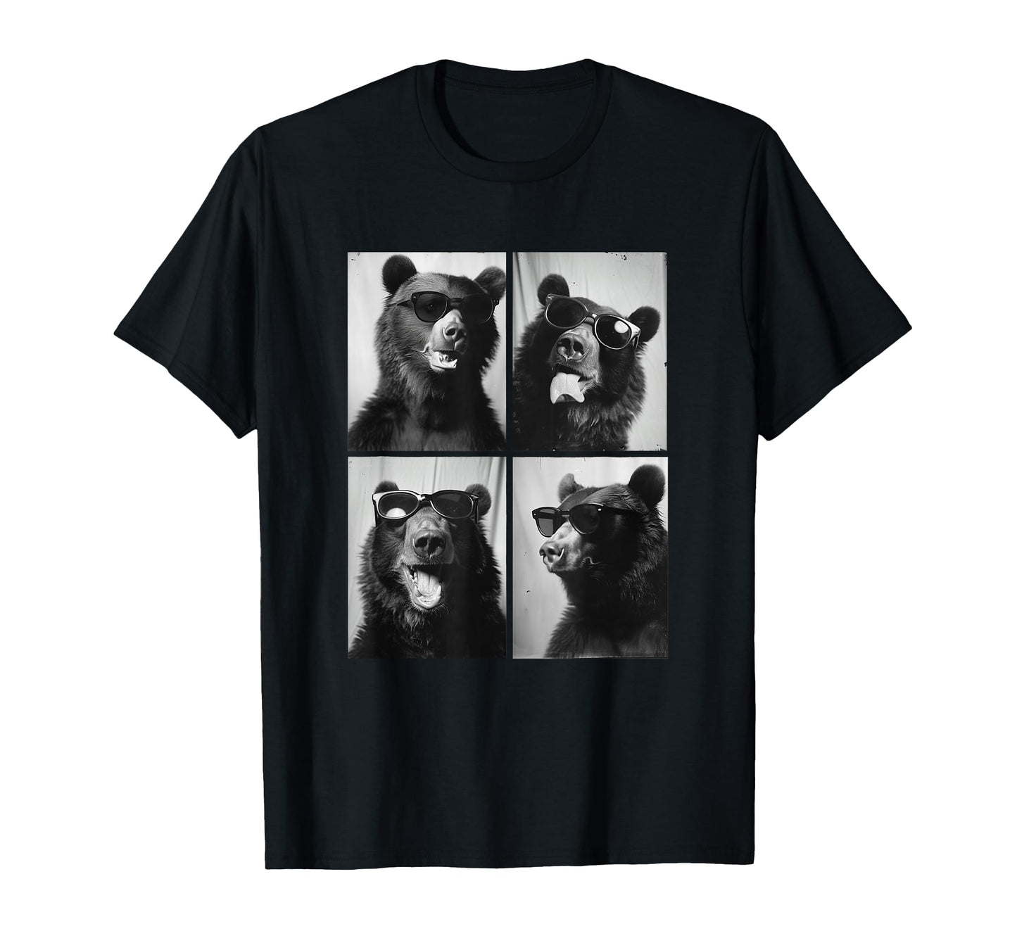 Funny Bears with Sunglasses Cool Forest Animal Photography T-Shirt