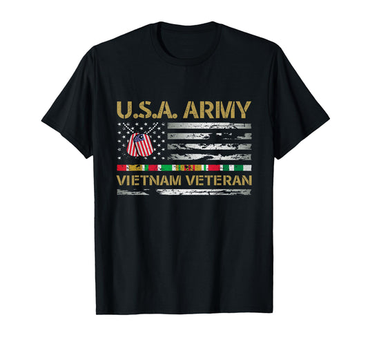 USA Army Vietnam Veteran USA Flag Veteran Vietnam Army T-Shirt