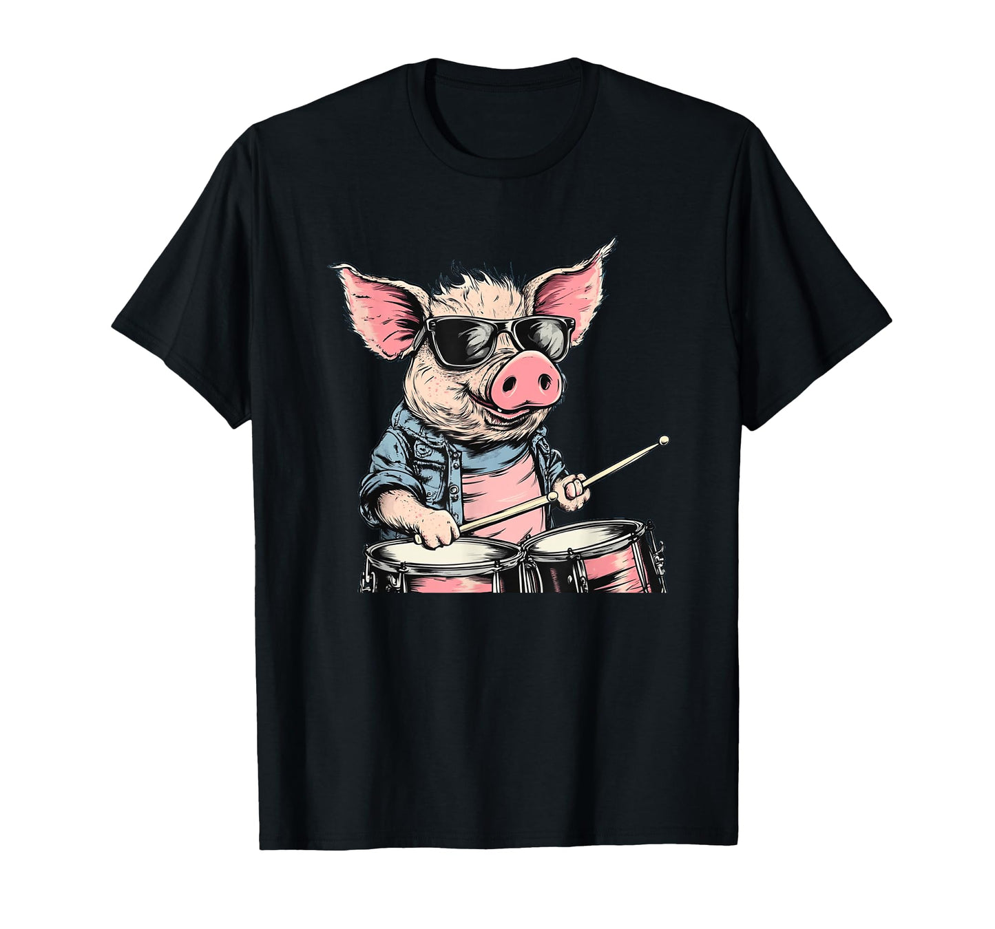 Funny looking Rock Pig Costume for Drums and Rock'n Roll Fan T-Shirt