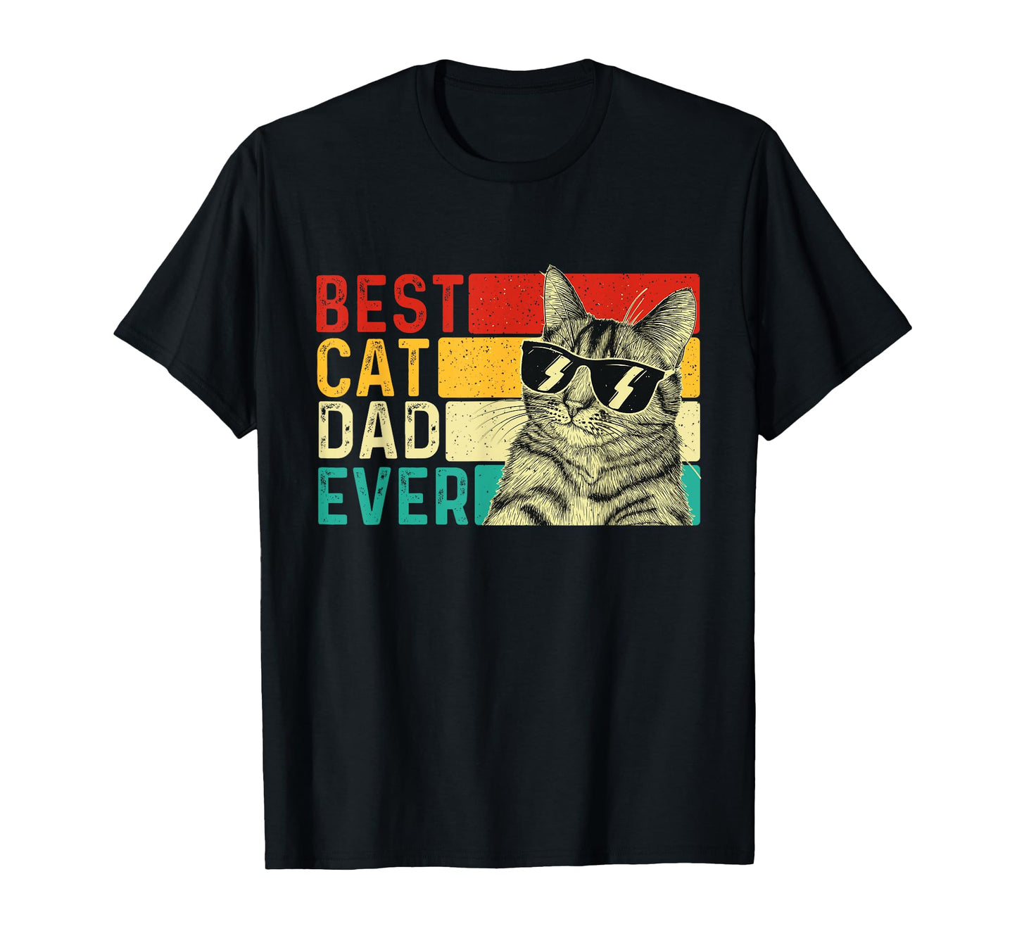Best Cat Dad Ever - Retro Vintage Animal Pet Lover Kitten Men Women Kids T-Shirt