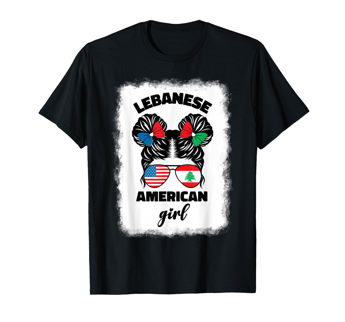 Funny Half American And Lebanese Lebanon Usa Flag Kids Girls T-Shirt