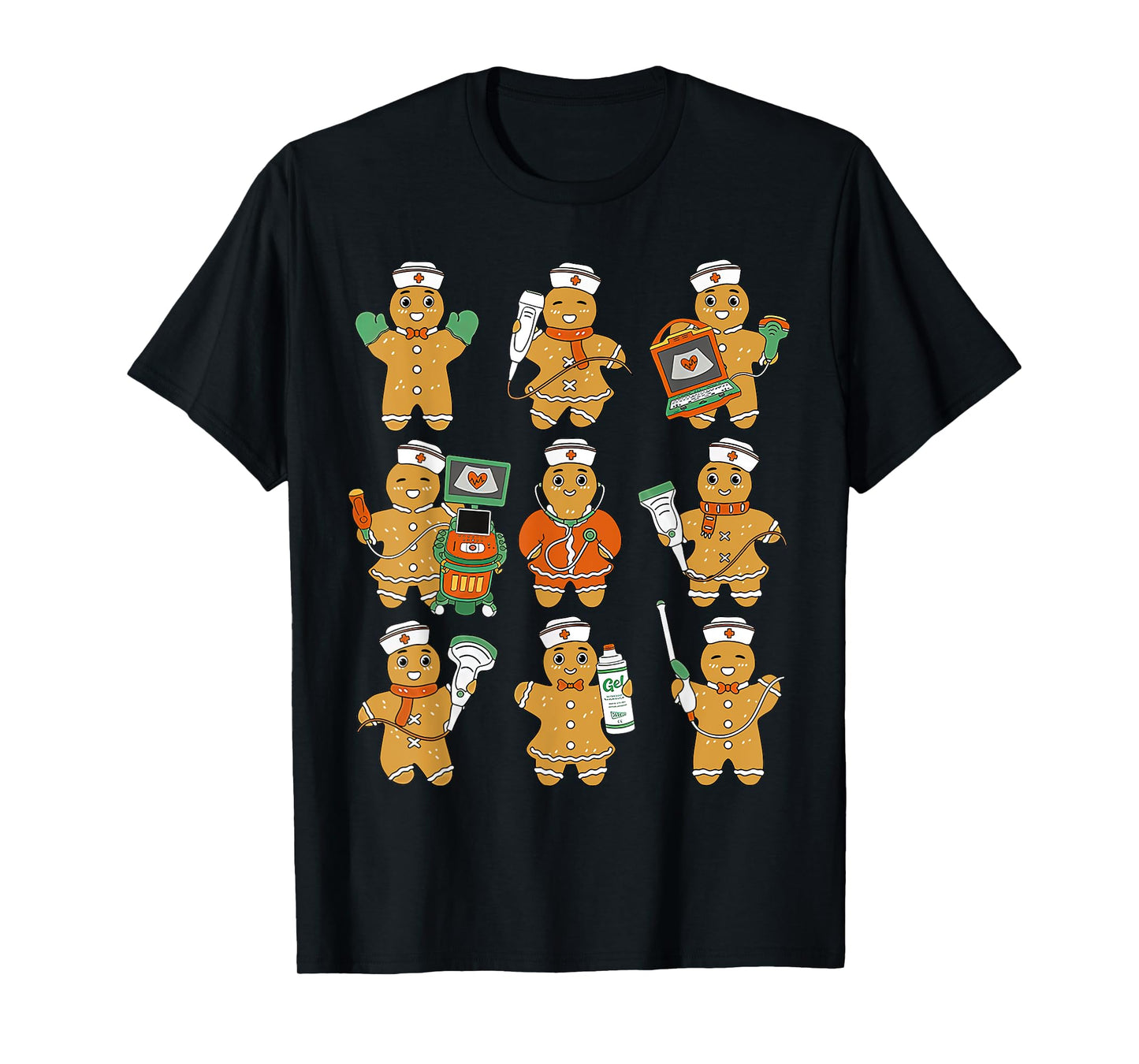 Christmas Ultrasound Tech Gingerbreads Radiology Cardiac T-Shirt