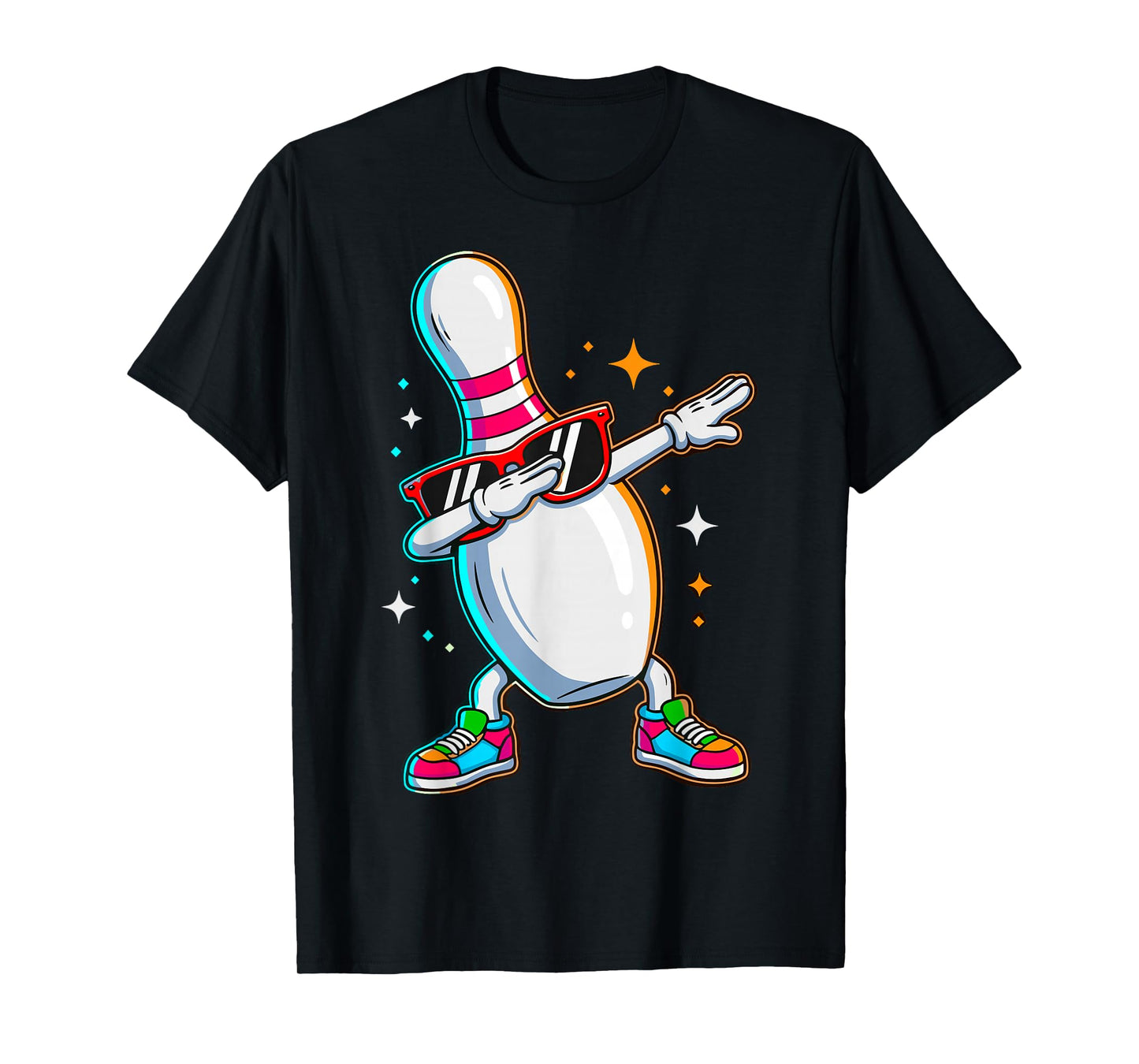 Dabbing Bowling Pin with Sunglasses Bowler T-Shirt