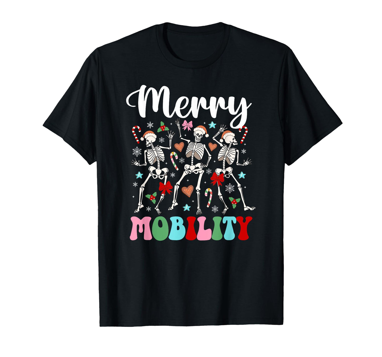 Christmas PT Therapist Xmas Groovy Physical Therapist T-Shirt - Unisex-Adults, Black, Small, Short Sleeve, Cotton Blend, Crew Collar, Cartoon Christmas, Straight Fit, Pull On, Winter, Imported