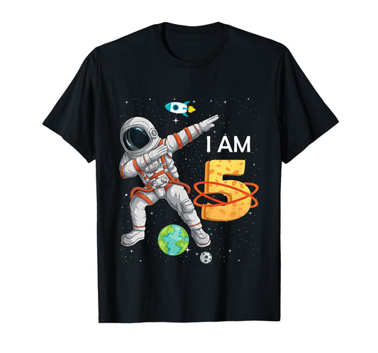 Kids 5 Years Old Birthday Boy Astronaut Space 5th B-Day T-Shirt