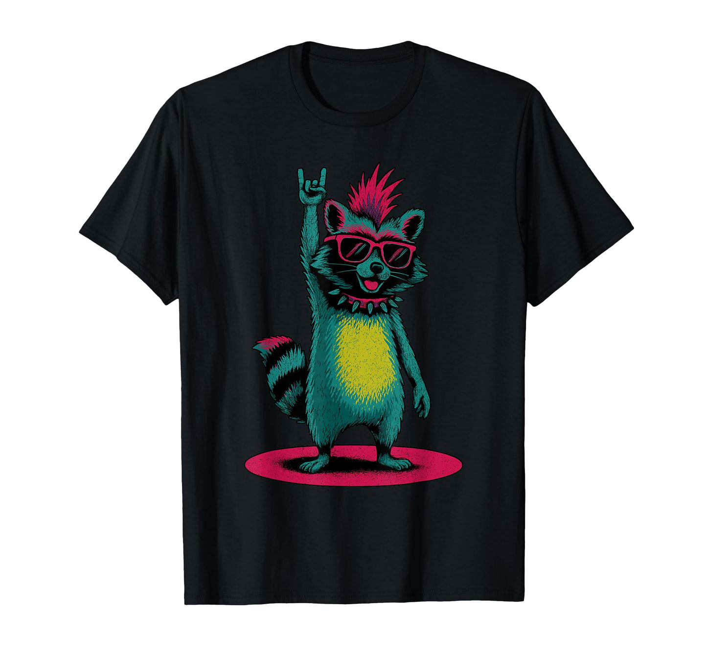 Raccoon Punk Rock and Roll Men Kids Women Funny Raccoon T-Shirt