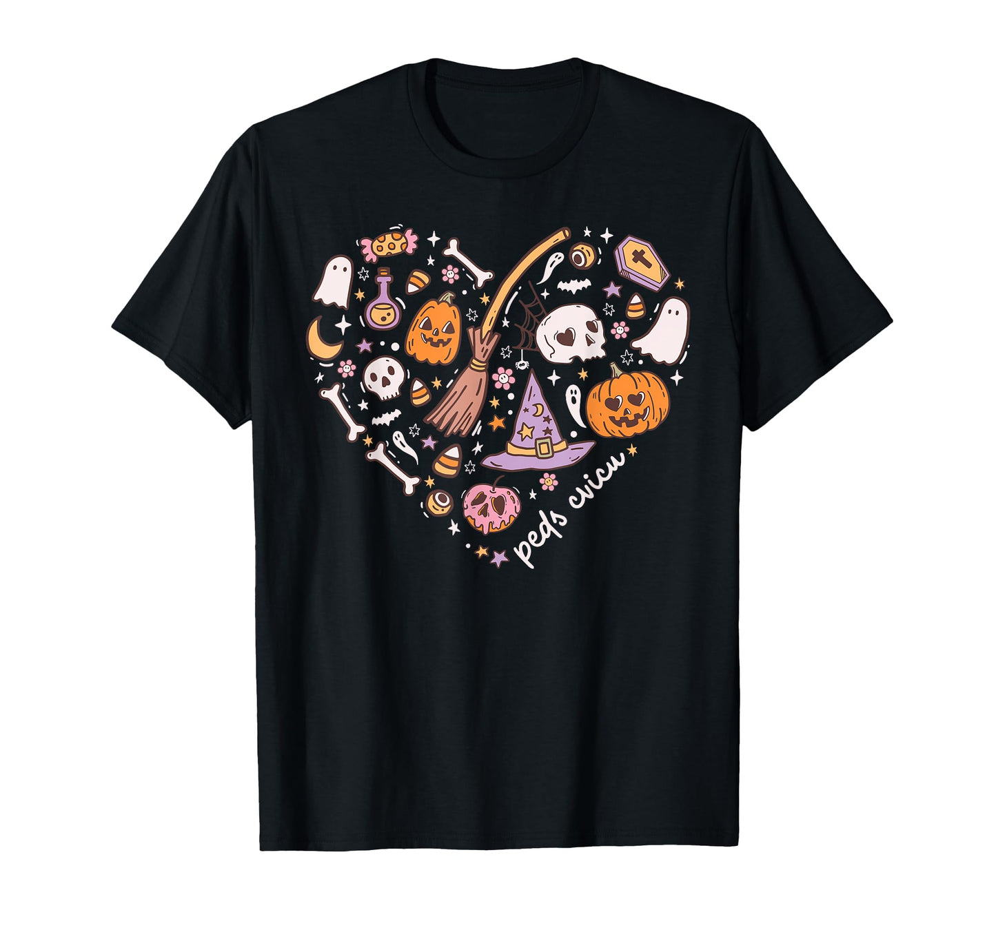Cute PEDS CVICU Heart Halloween Pediatric Cardiac ICU Nurse T-Shirt