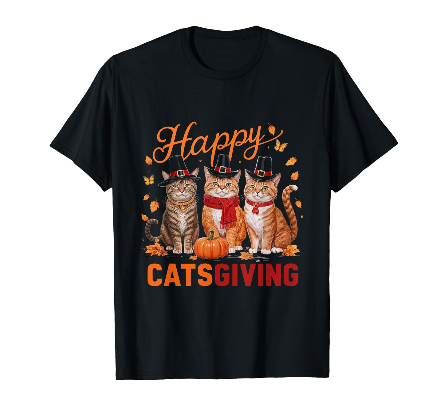 Happy Catsgiving Thanksgiving Cat Pumpkin Fall Cats T-Shirt