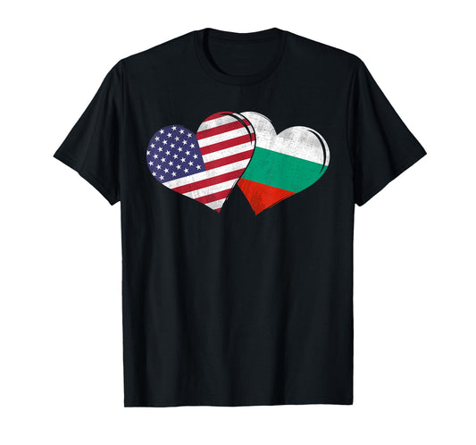 Vintage Bulgaria - American Flag Heart For Bulgarian T-Shirt