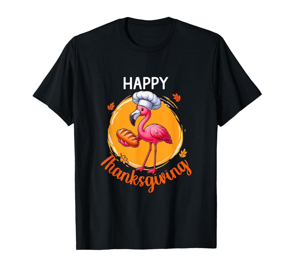 Happy Thanksgiving Flamingo Lunch Lady Chef Baking Cake Fall T-Shirt