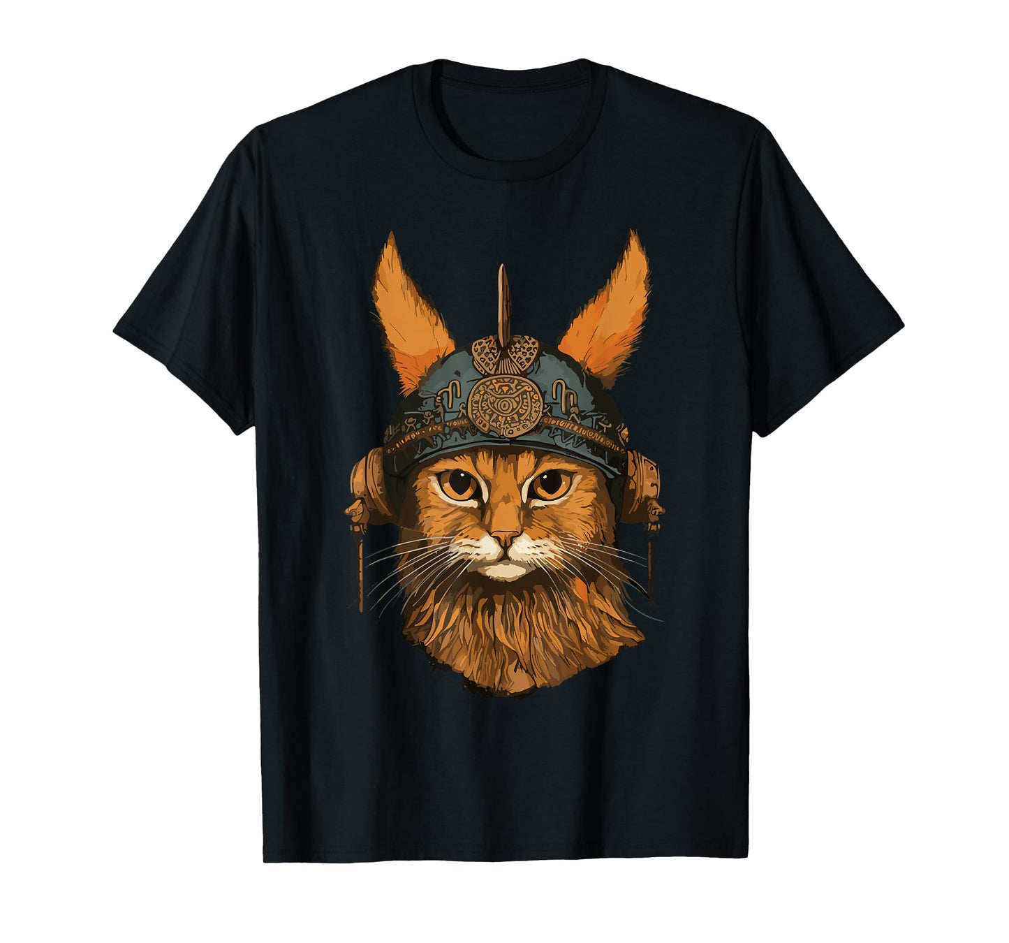 Viking Cat With Viking Helmet Norwegian Nordic Mjolnir Axes T-Shirt