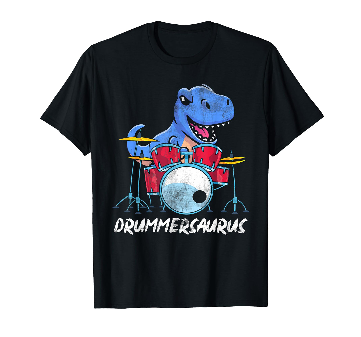 Musical Instrument Drummer Gift Idea Funny Drummer Boys Gift T Rex Percussion Drummersaurus Drums T-Shirt, Black