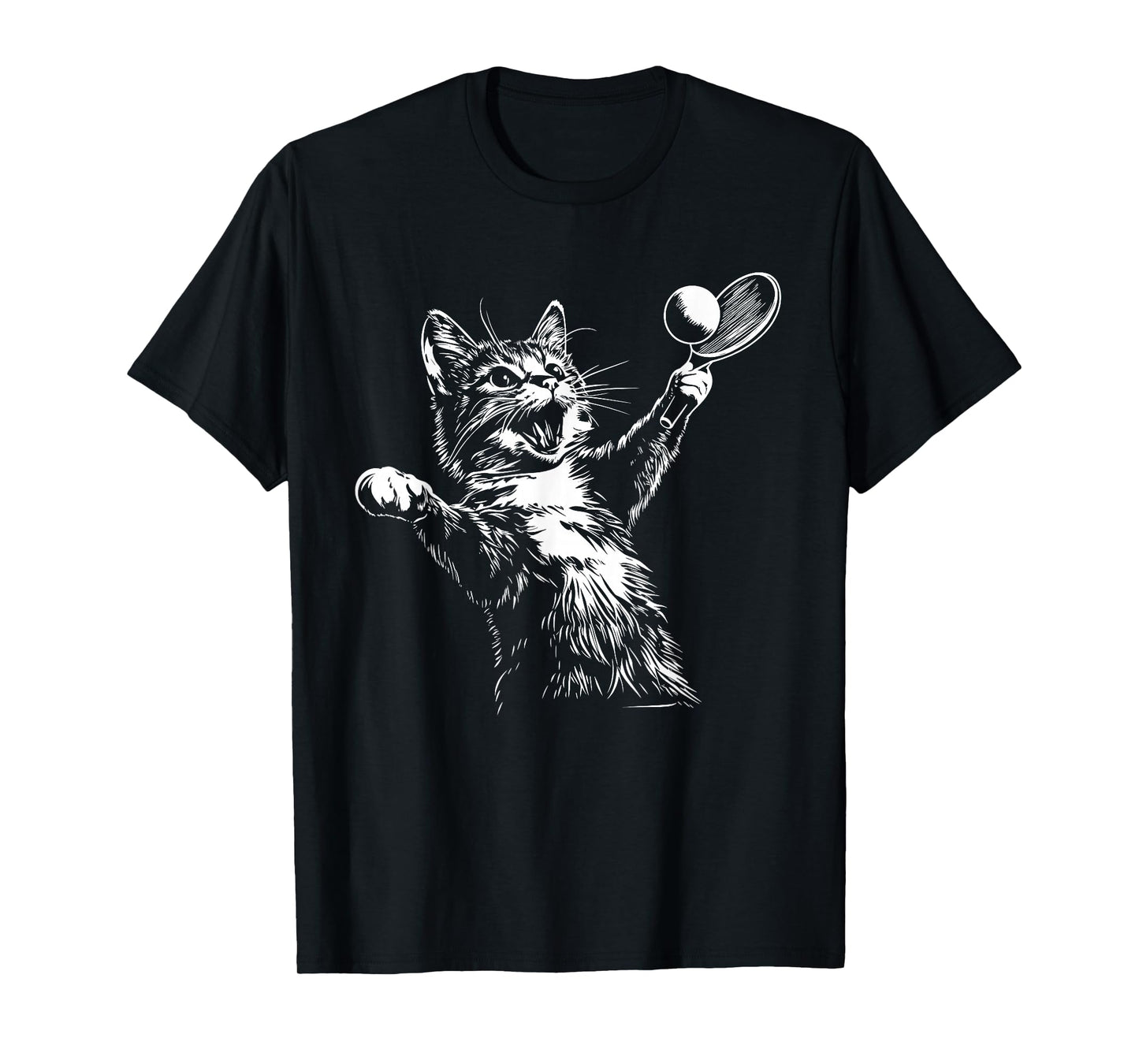 Funny Table Tennis Ping Pong Cat T-Shirt
