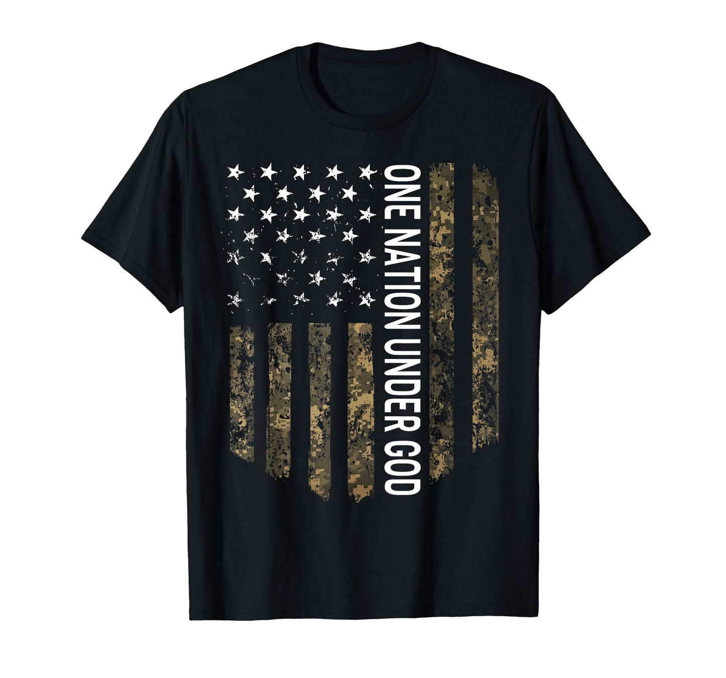 Patriotic American Flag Camo One Nation Under God USA Gift Women Men T-Shirt