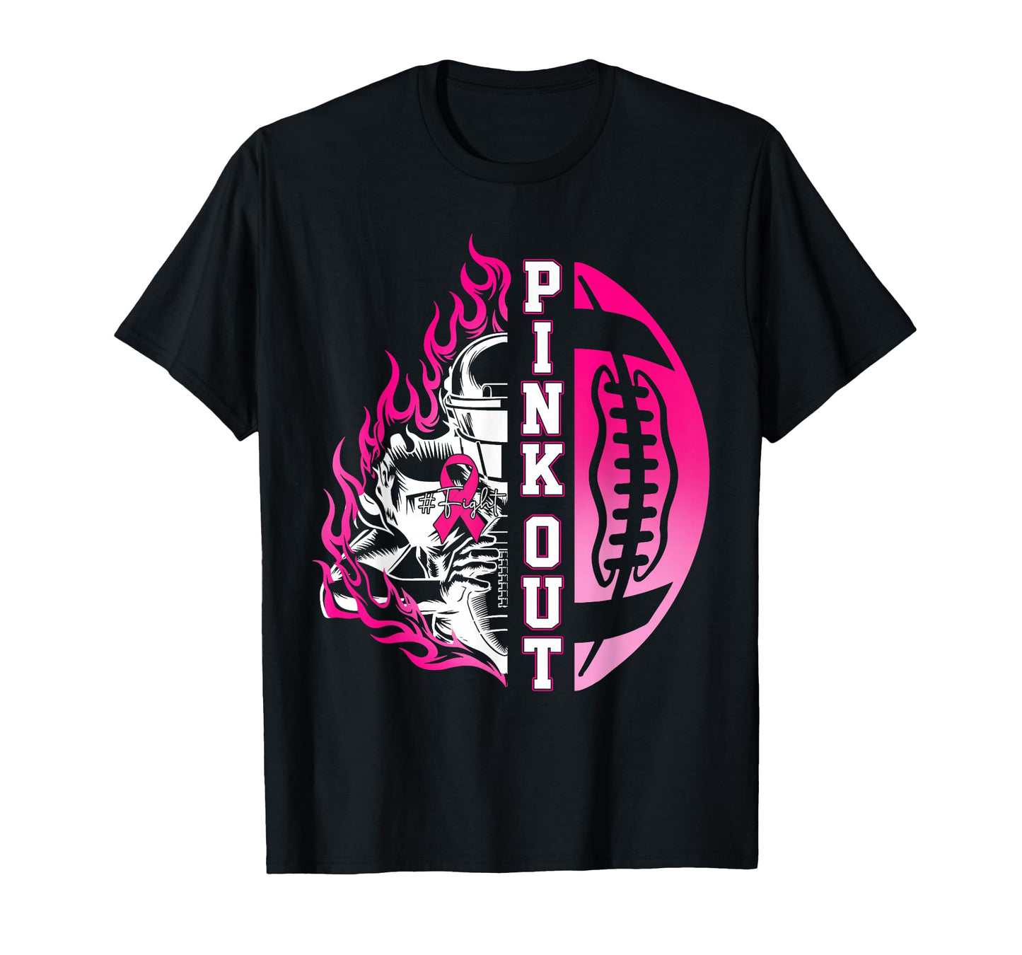 in October We Wear Pink Football Breast Cancer Awareness T-Shirt