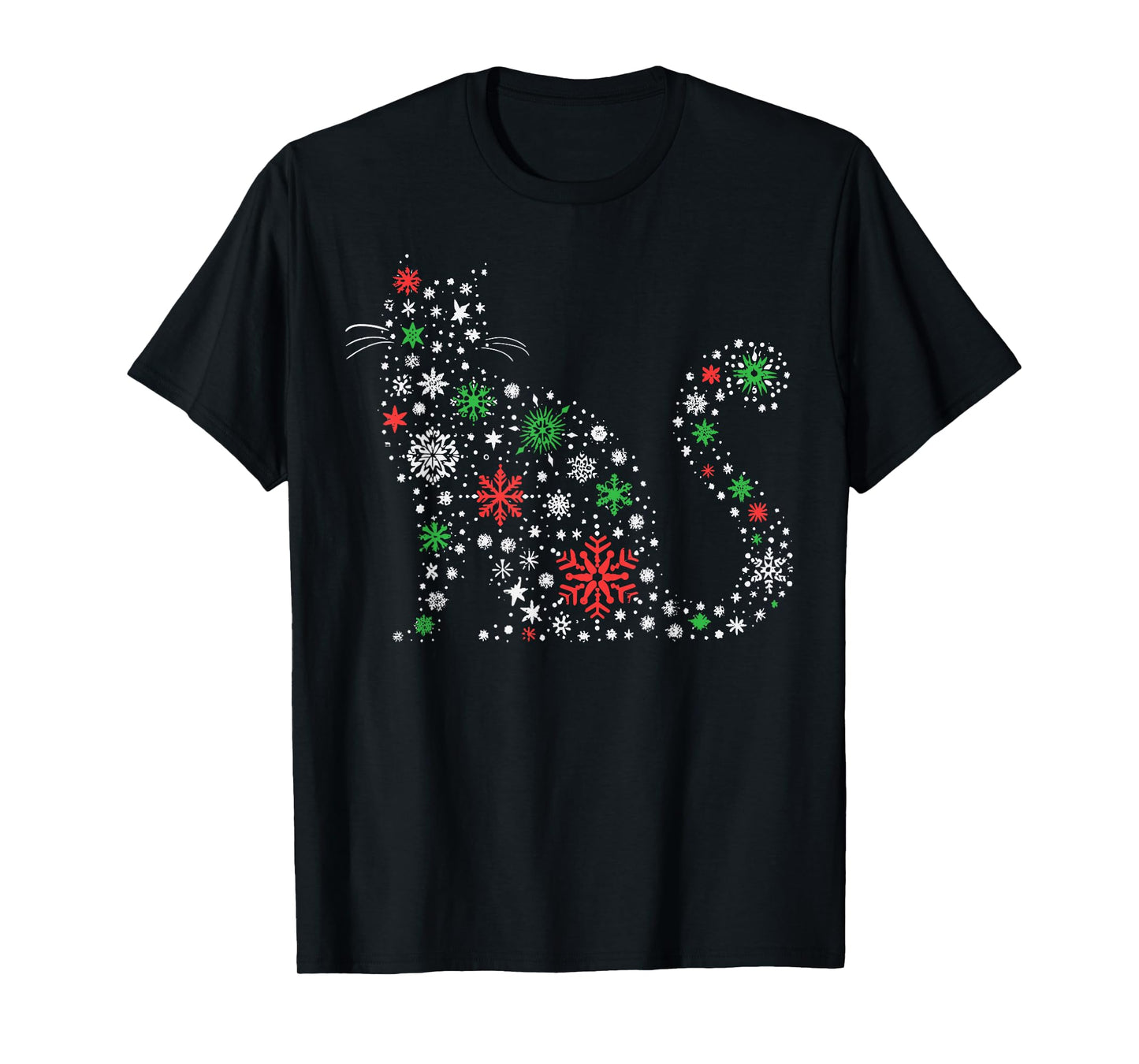 Christmas Cat Silhouette Snowflakes Xmas Women Girls Kids T-Shirt