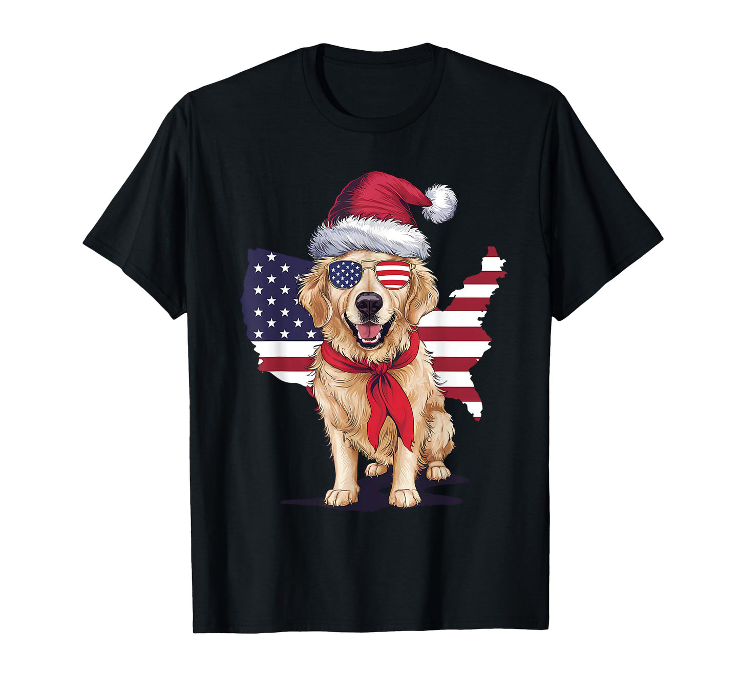 Golden Retriever American Flag 4th Of July Patriotic USA T-Shirt