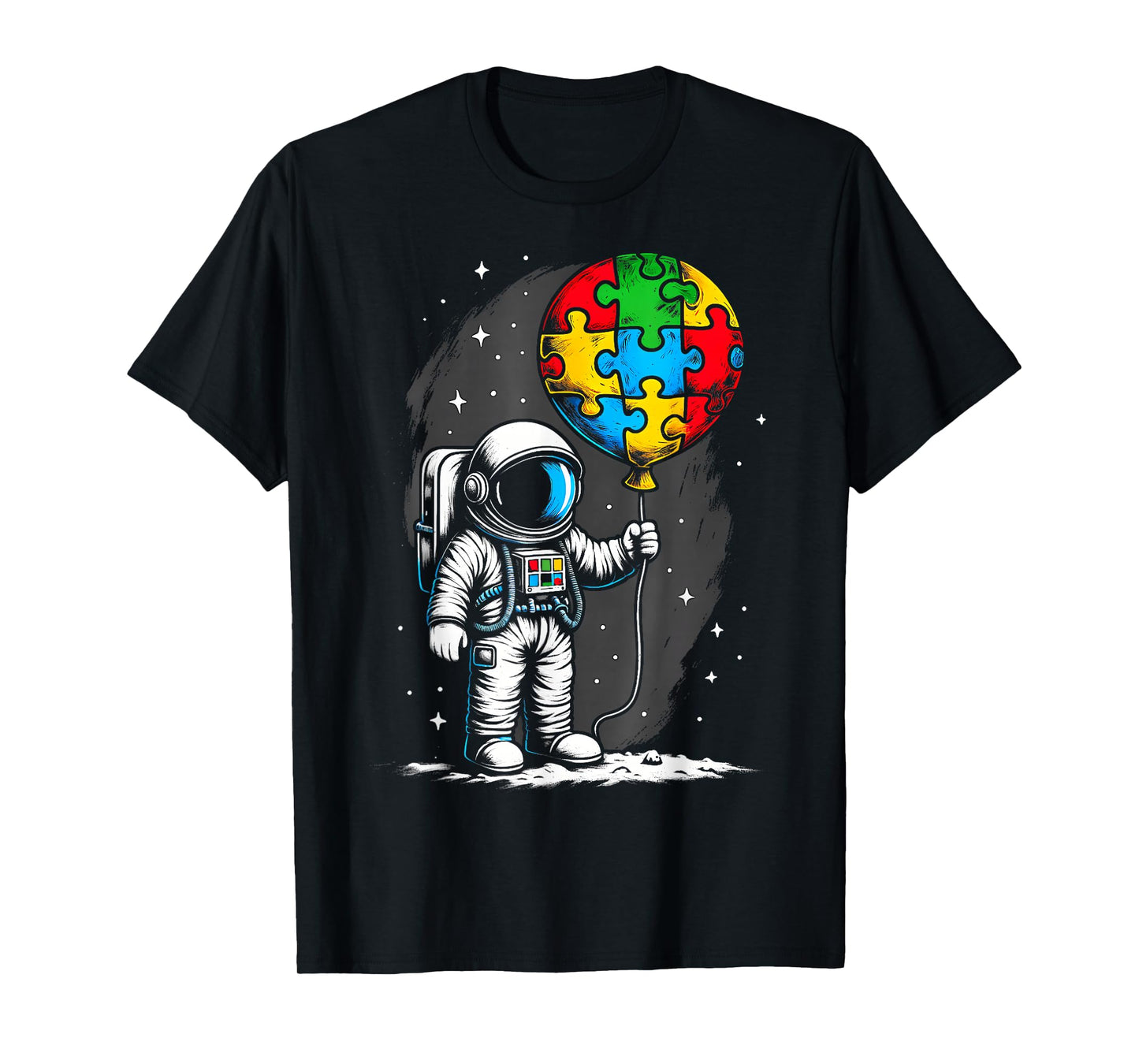 Astronaut Balloon Autism Awareness Space Autistic Kids Boys T-Shirt