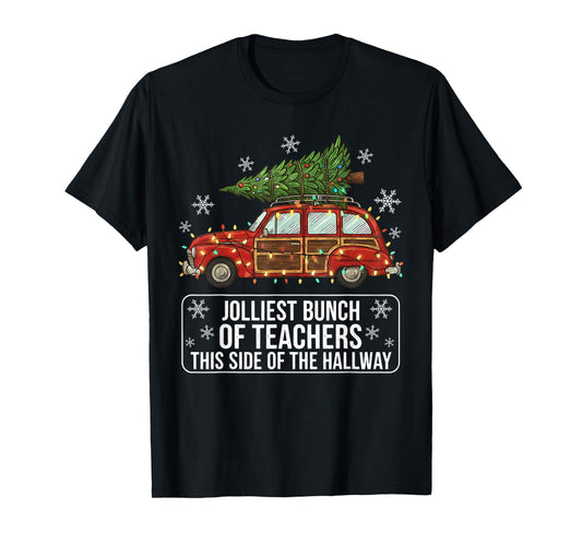 Christmas Teacher Squad Festive Car Tree Lights Xmas T-Shirt