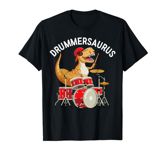 Drummersaurus Dinosaur Musician T Rex Playing Drum Drummer T-Shirt