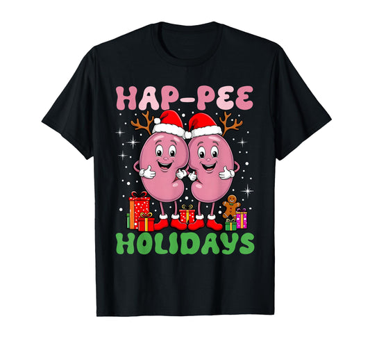 Cute Kidney Nurse Retro Hap Pee Holidays Christmas Dialysis T-Shirt