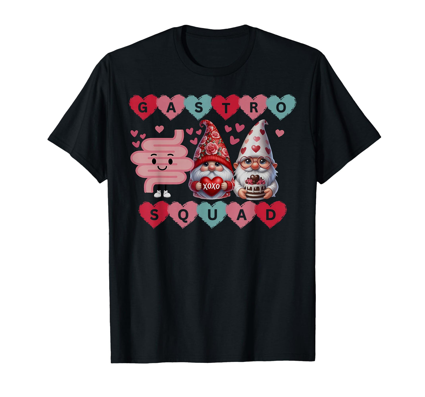Cute Heart Gnomes Gastro Squad Valentines Endoscopy Nurse. T-Shirt