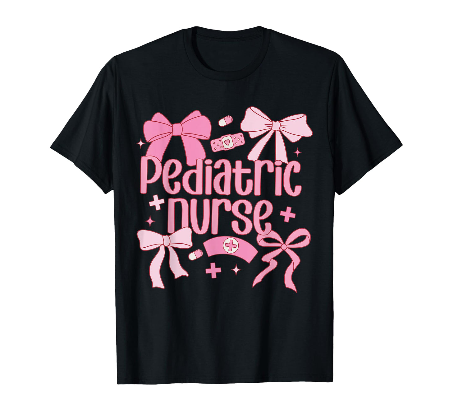 Cute Pink Coquette Bow Pediatric Nurse T-Shirt