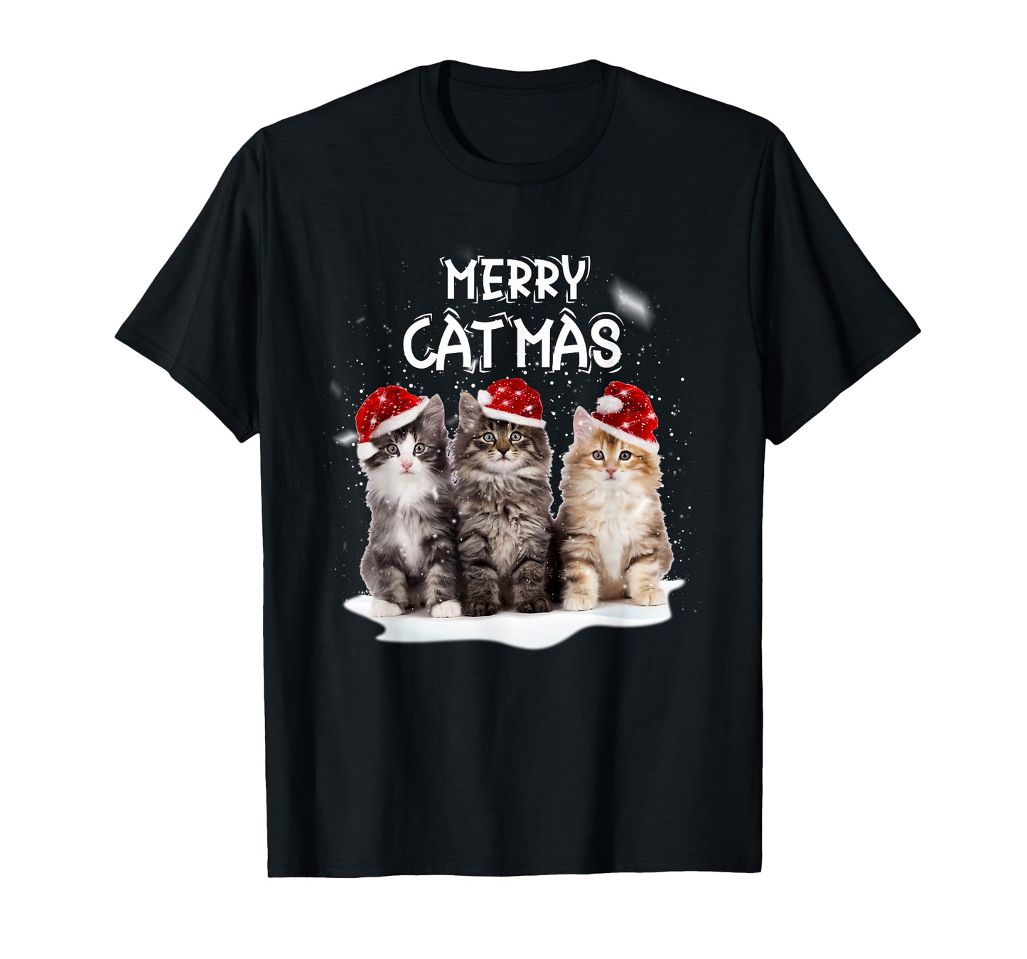 Merry Catmas Christmas Tree Santa Kitten Xmas Cute Cat Mom T-Shirt for Men Women Kids