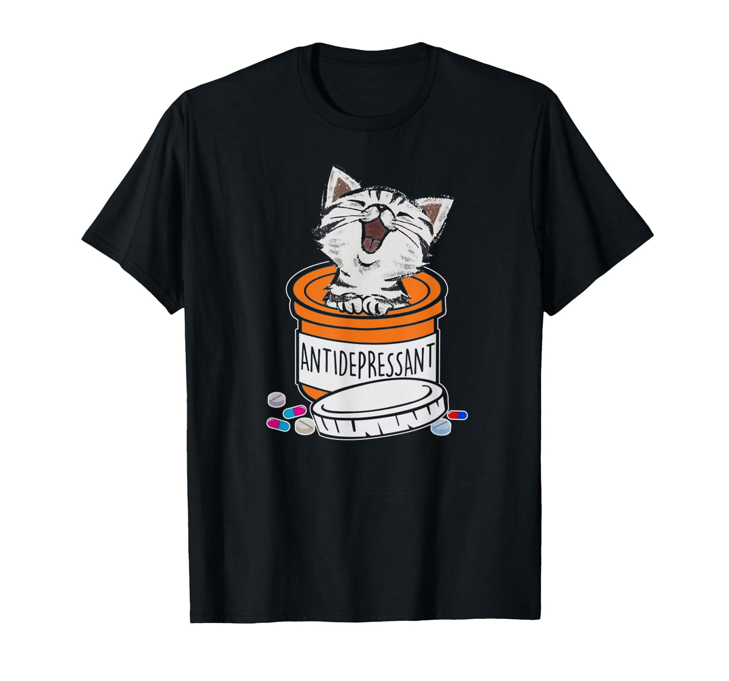 Cute Kitten Antidepressant Cat Funny Womens Cat T-Shirt