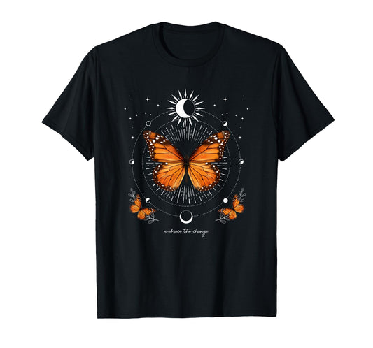 Monarch Butterfly Celestial Butterfly Sun Moon Phase Magical T-Shirt