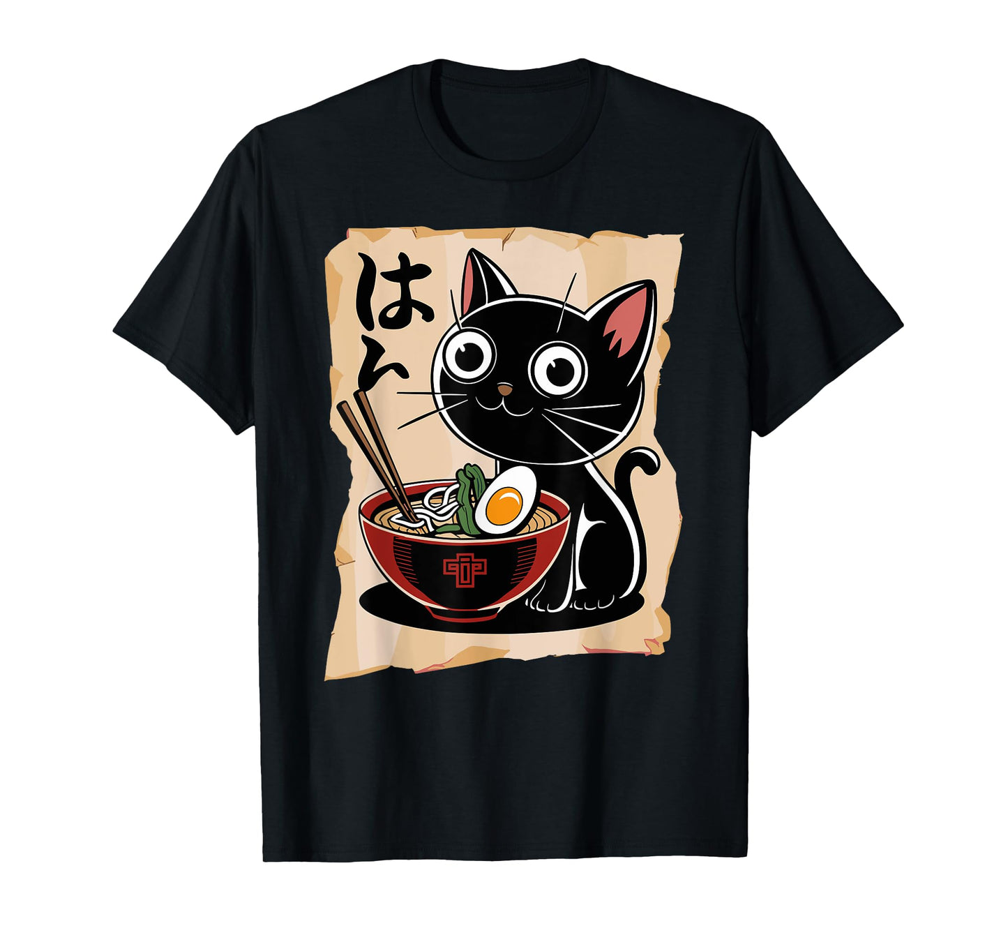 Funny Cat Ramen Noodle Japanese Kawaii Anime Otaku Style T-Shirt