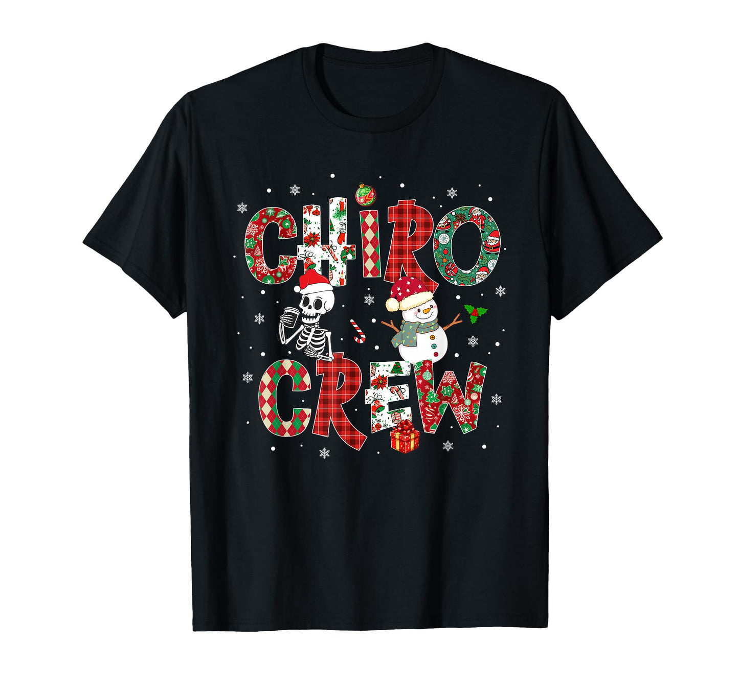Chiro Crew Coquette Bow Skeleton Chiropractic Christmas T-Shirt