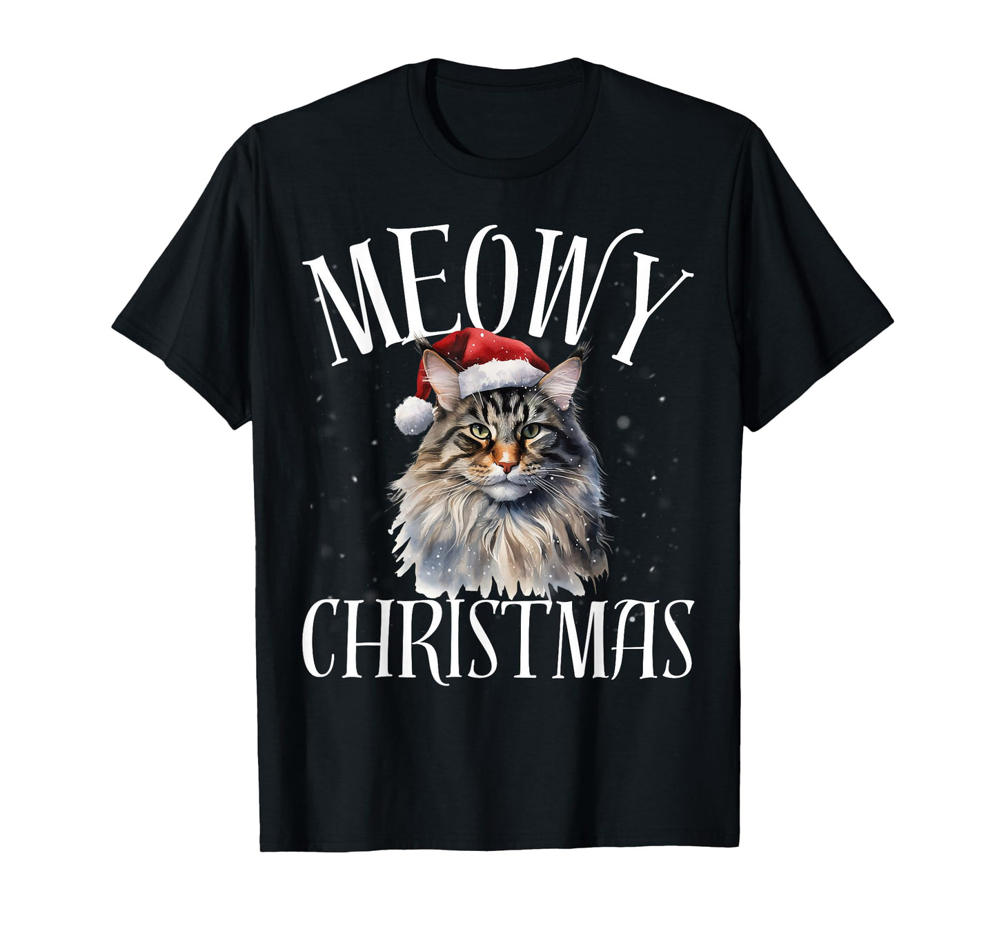 Funny Meowy Christmas Maine Coon Cat Merry Xmas Holiday T-Shirt