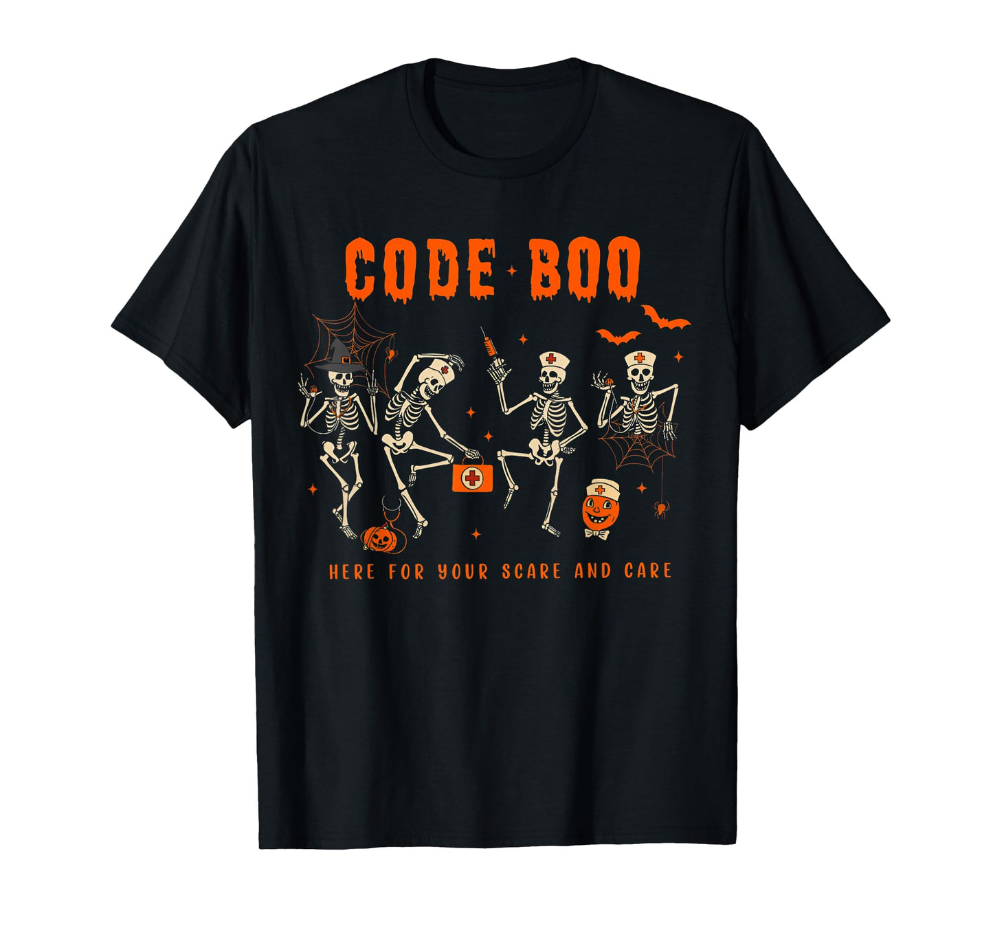 Code Boo Here for Your Scare and Care Nurse Halloween T-Shirt